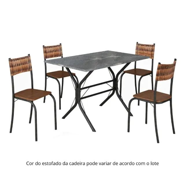 Mesa com 4 Cadeiras Ratam e Tampo de Granito 100x60