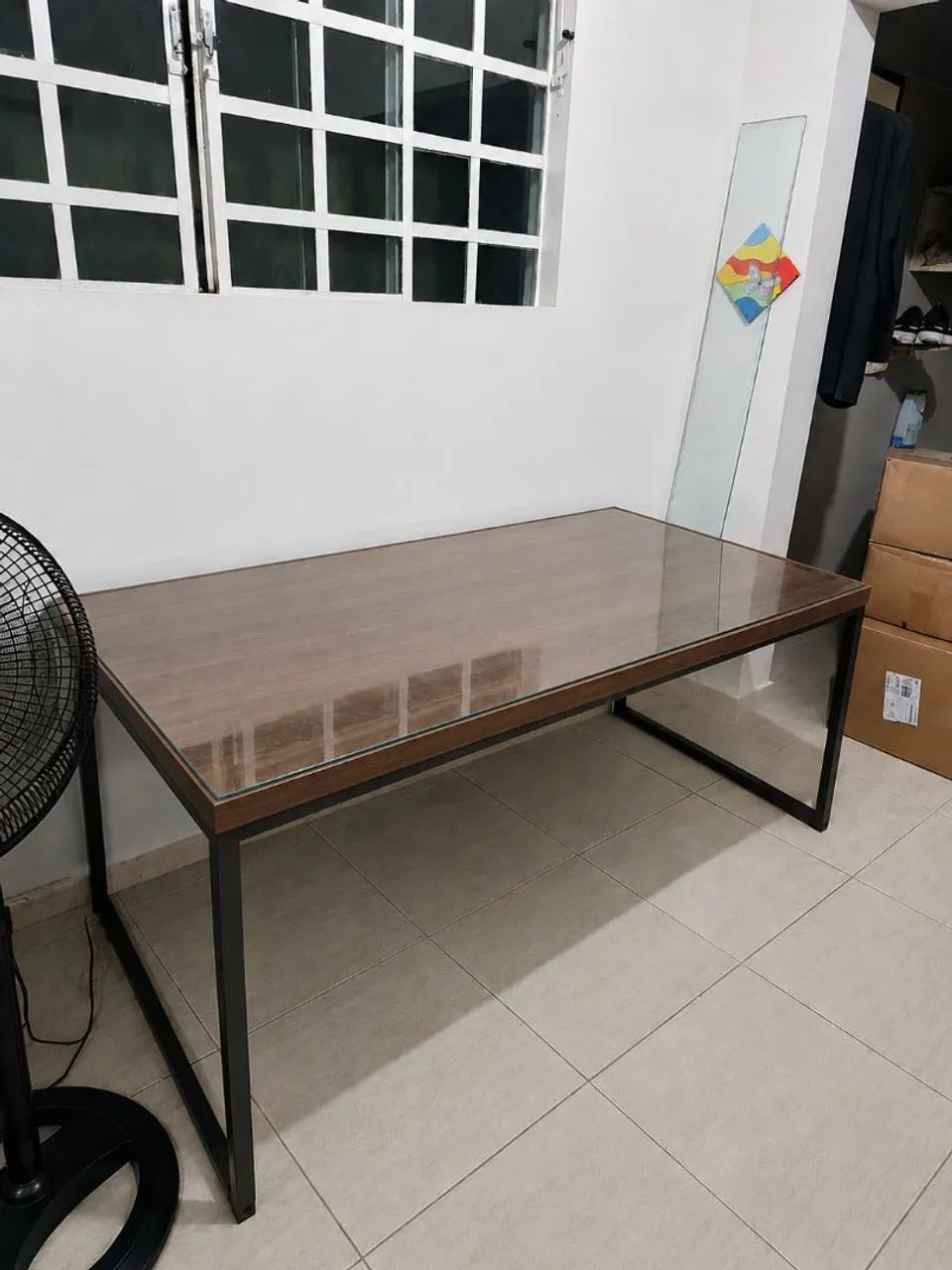 MESA 6 lugares com tampo de vidro!