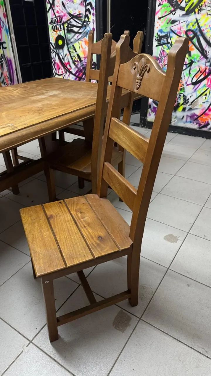 Mesa de Jantar Madeira Maçica com 6 cadeiras - Foto 3