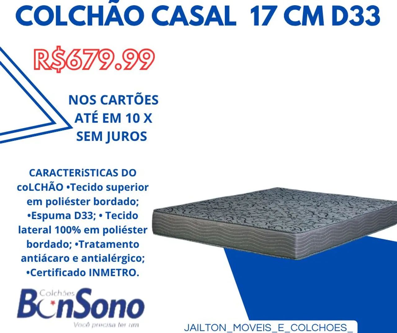PROMOÇÕES COLCHÃO D33 CASAL E SOLTEIRO 