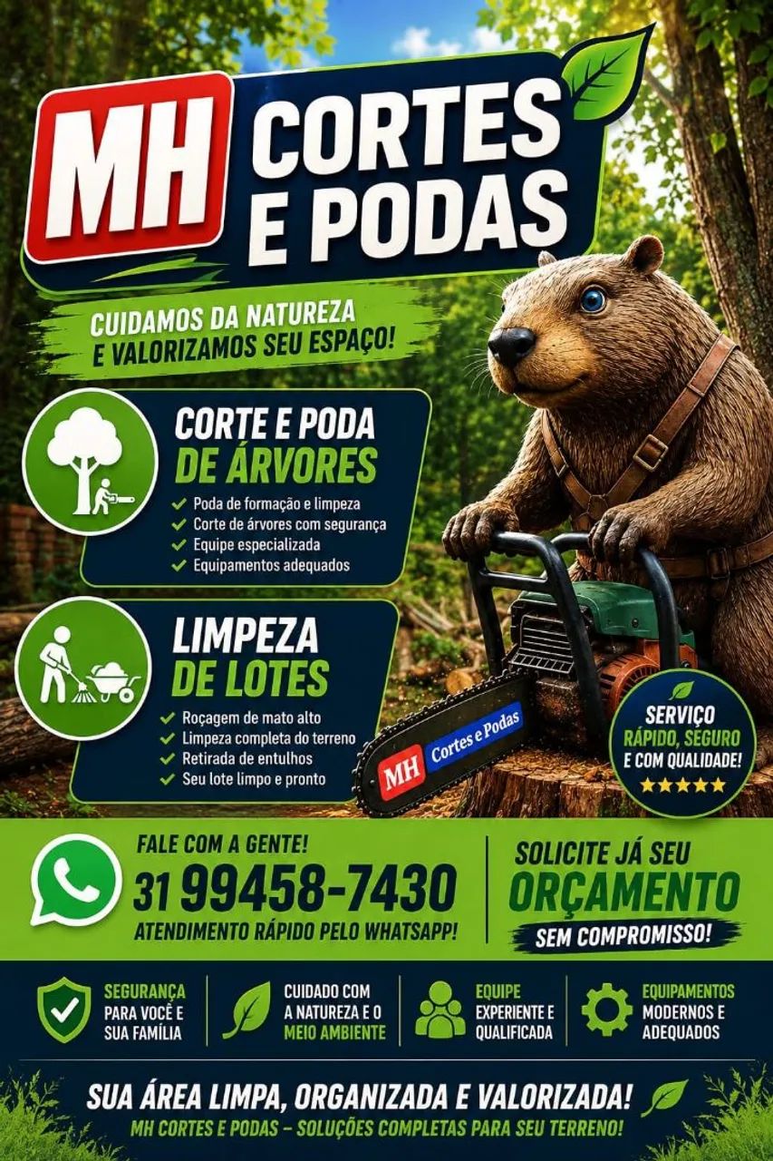 Corte, podas de árvores e palmeiras 