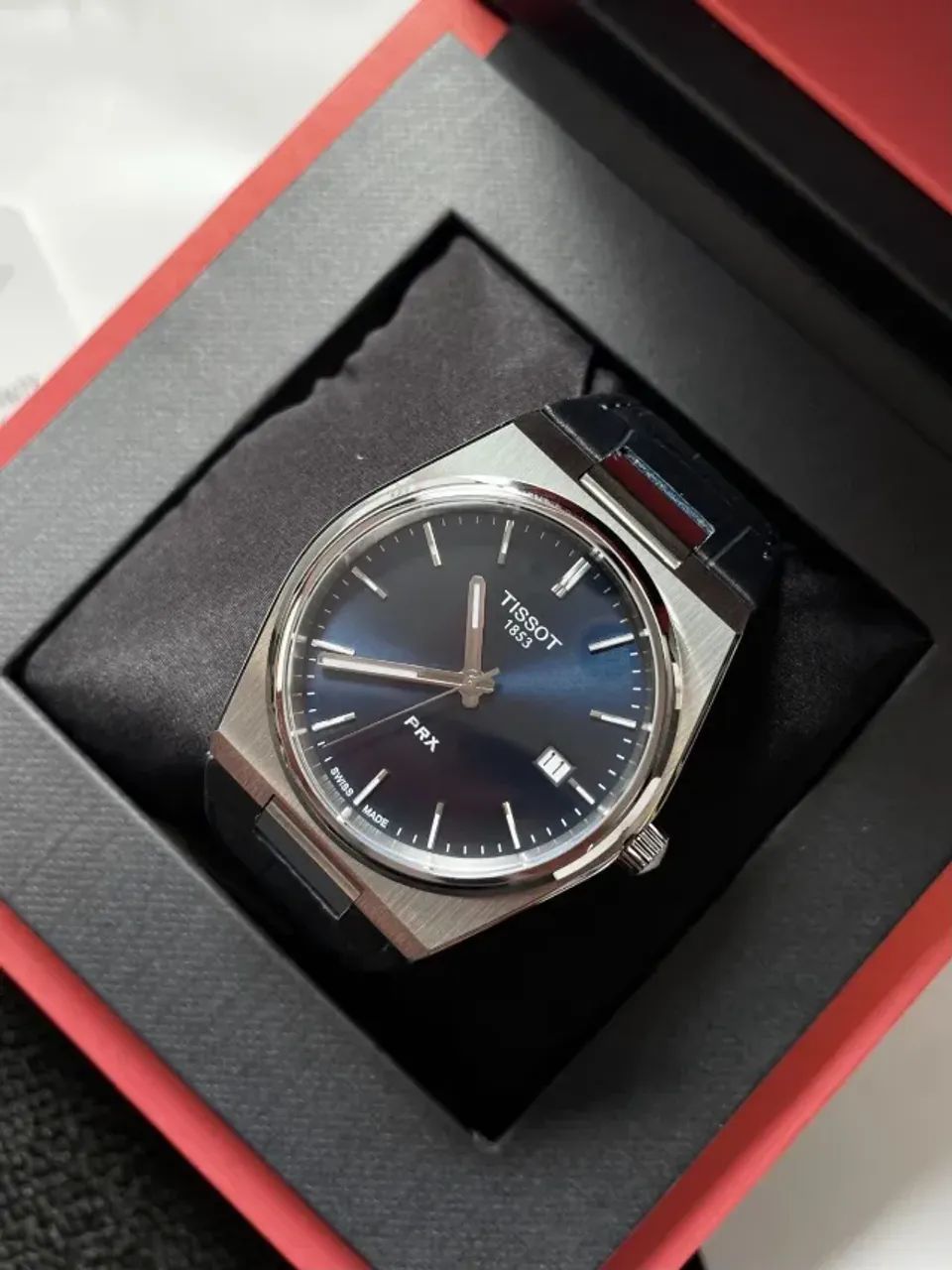 Tissot Prx Azul 40mm Pulseira Couro - Foto 5