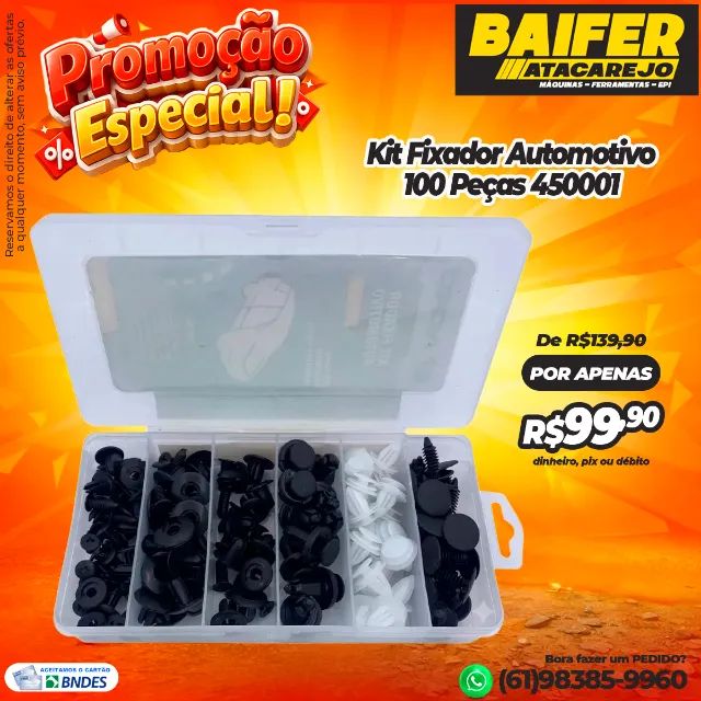 Kit Fixador Automotivo 100 Peças 450001 