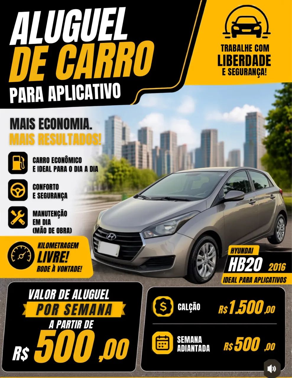 aluguel/ aplicativo/ uber