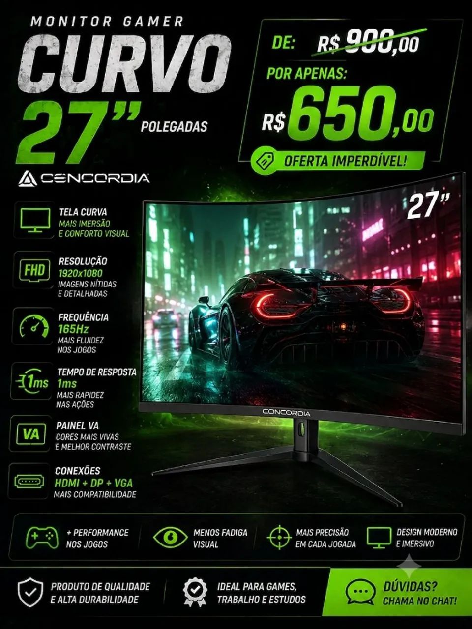 Monitor gamer 27° polegadas 