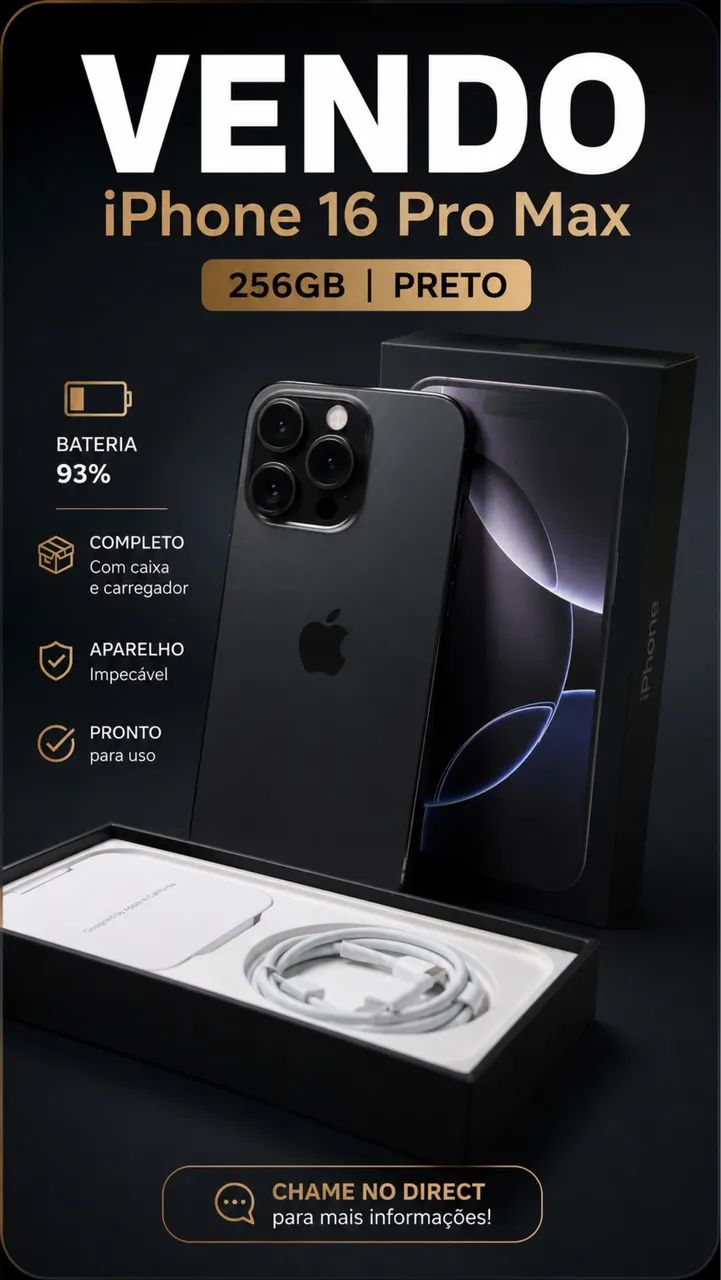 iPhone 16 pro Max 93% bateria completo sem detalhes  - Foto 4