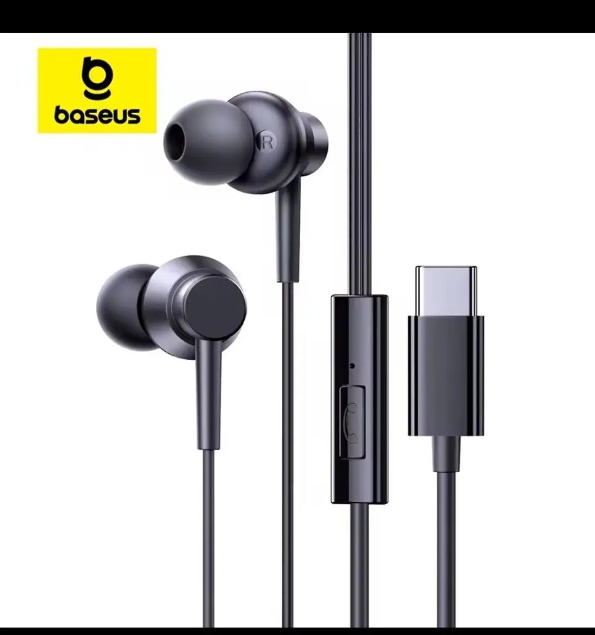 Fone Baseus com fio, usb-c 
