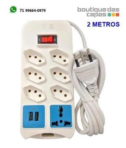 Filtro Extensão Régua 2 Usb + 6 Tomada Univ 8208 X zang 2 M Tv televisão