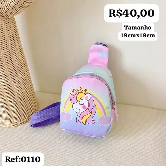 Bolsa infantil de meninas do unicórnio 