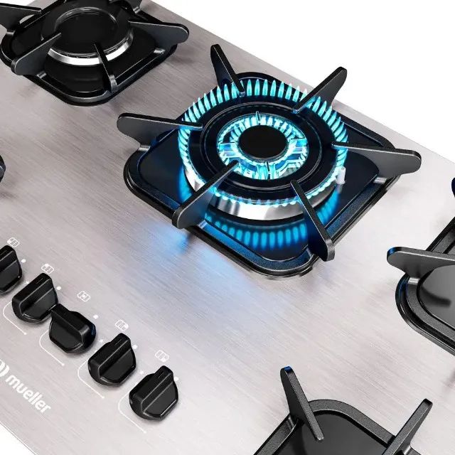 Cooktop Mueller 5 Bocas de Alumínio com Queimador Tripla Chama Gás MCG5BK - Foto 2