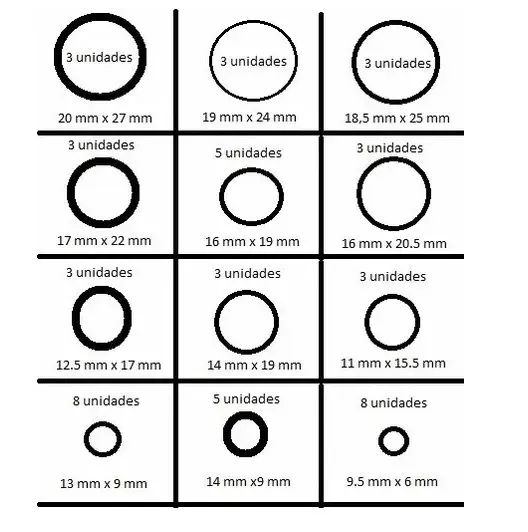 Kit aneis  Para vedação 50pçs id-2294a Borracha  Idea key
