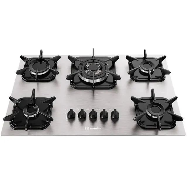 Cooktop Mueller 5 Bocas de Alumínio com Queimador Tripla Chama Gás MCG5BK