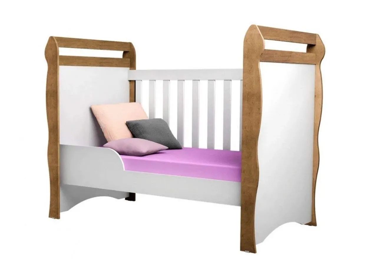 Berço e Cama Infantil branco e marrom - Foto 3