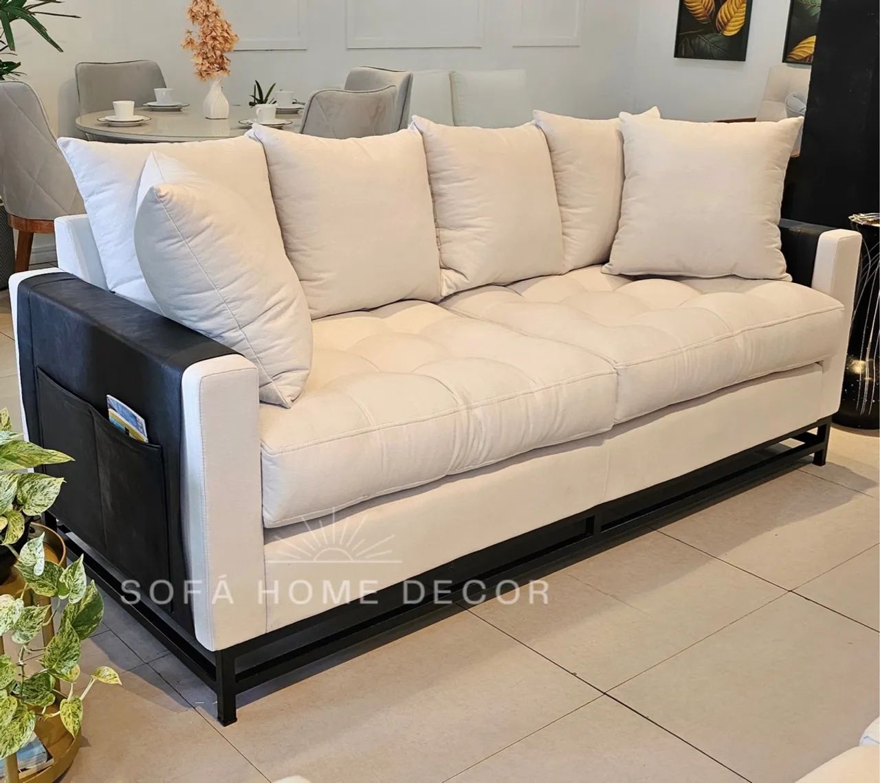 Sofá de luxo com assento em fibra
