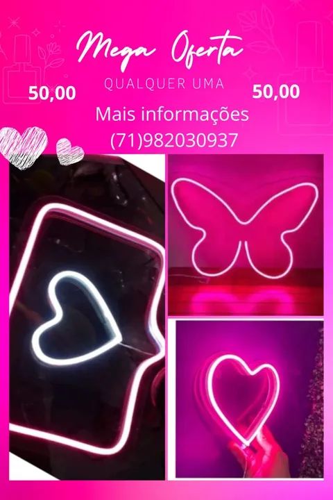 LED neon heart and butterfly signs, Instagram link