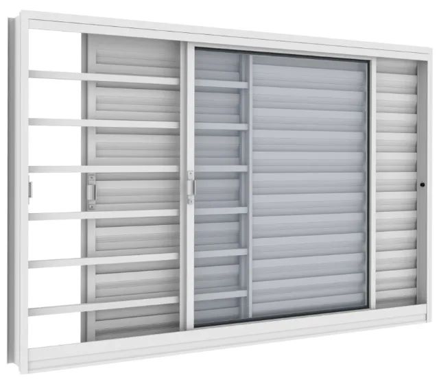 Janela Veneziana Aluminio com vidro e grade Direto da Fabrica