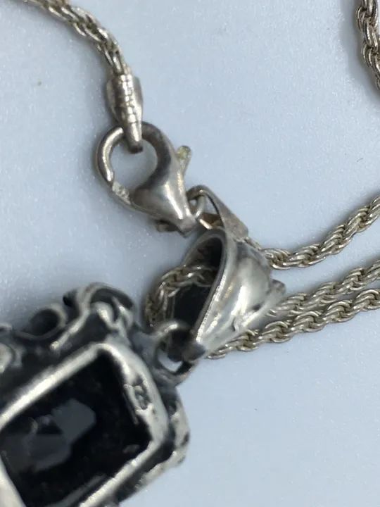 Colar em Prata 925 com pingente de pedra vintage - Foto 3