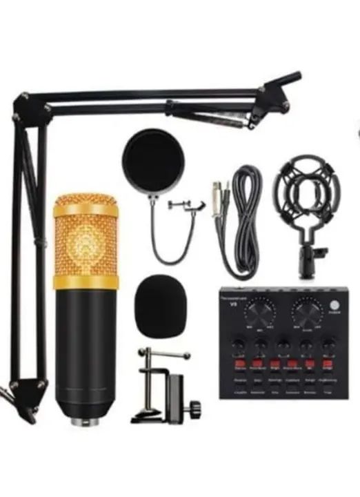 Kit Microfone Condensador Profissional para Stream e Gravação (BM800 + V8)