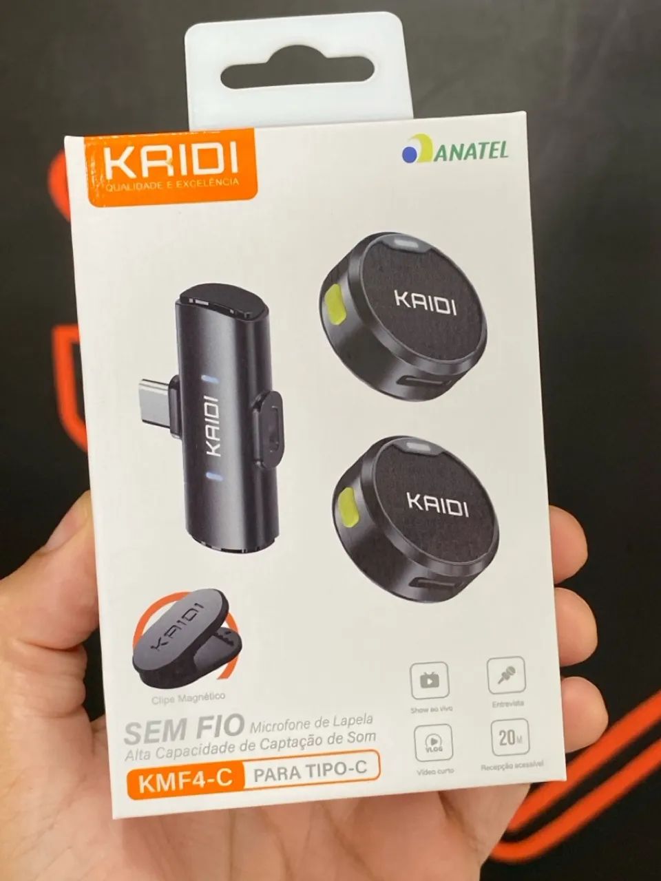 Microfone de Lapela Sem Fio KMF4-C Tipo-C