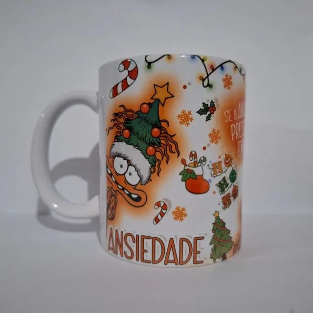 Caneca personalizada Divertidamente Ansiedade - Feliz Natal