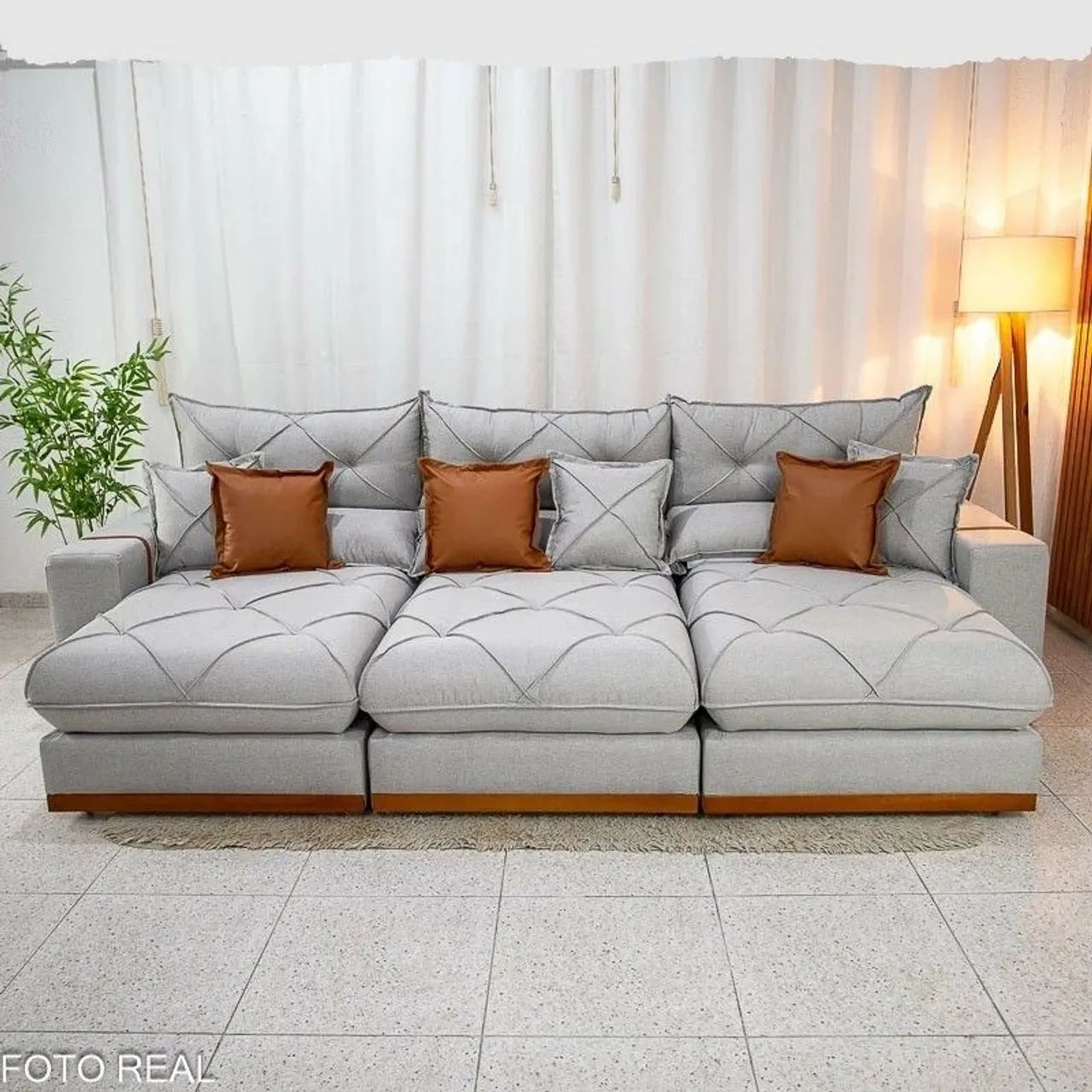Sofá Gran Bello Cinza Linho - Pronta Entrega 