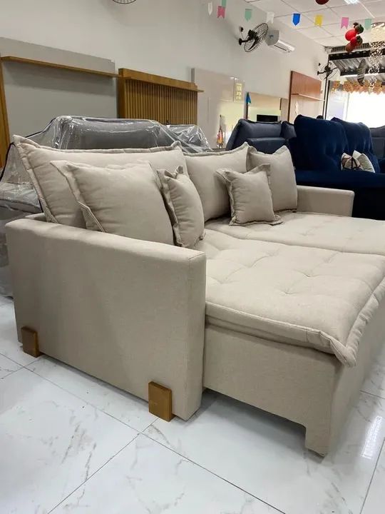 Sofá Cama Retrátil Zoe 2,20 m Linho Cru tt432 - Foto 2