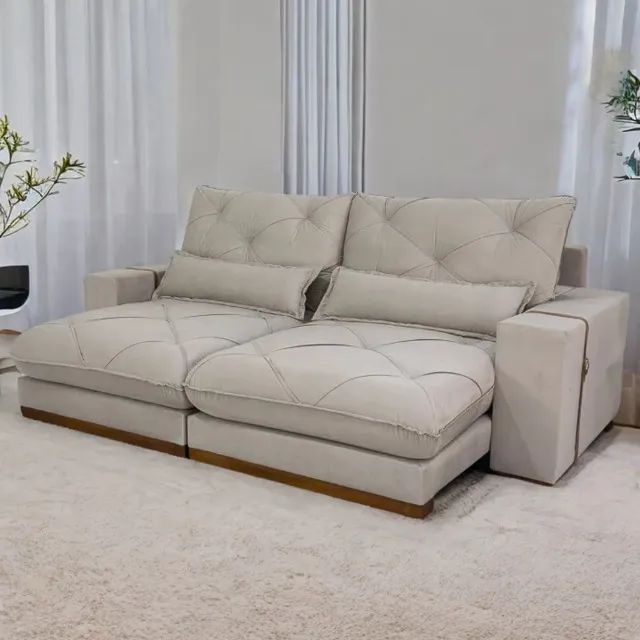 Sofá Retrátil e Reclinável Luanda 2,50m   Pague na Entrega!
