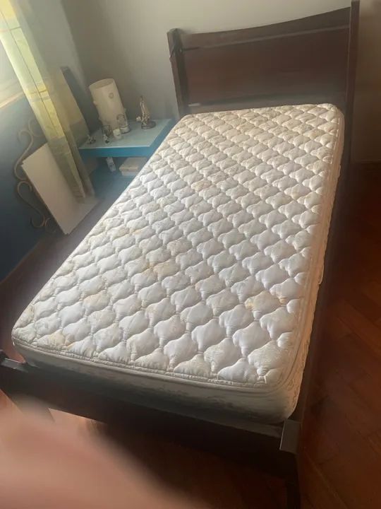 Cama de solteiro em madeira maciça com colchão Castor - Foto 5