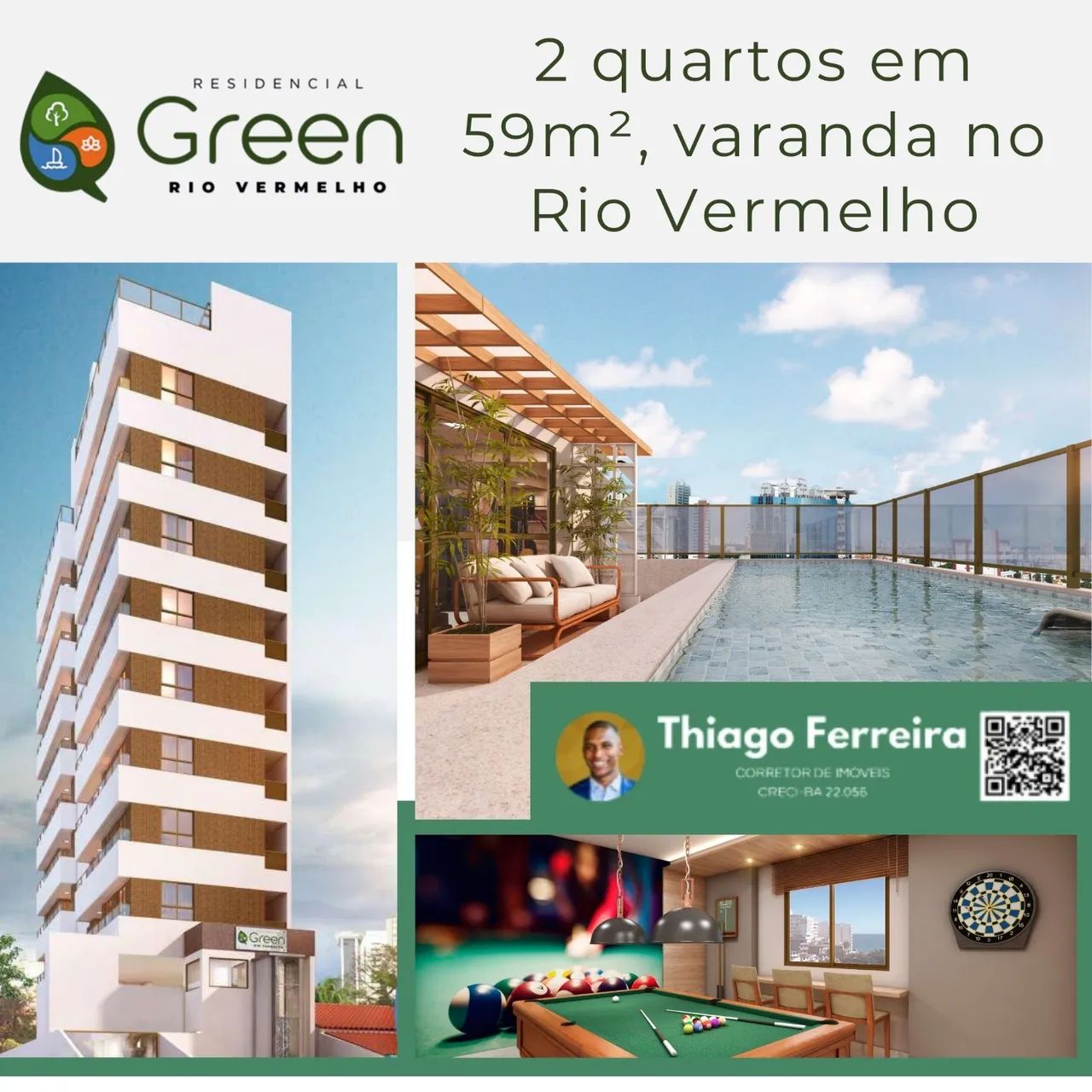 Green Rio Vermelho, Apartamentos Com 2 Quartos Em 59M² E 1 Vaga De Garagem. 1PHKKHF - Foto 2