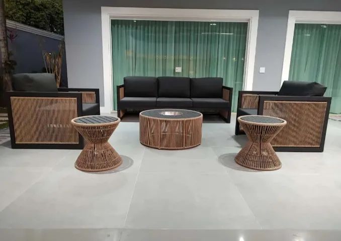 Conjunto de sofá + Champanheira em corda náutica