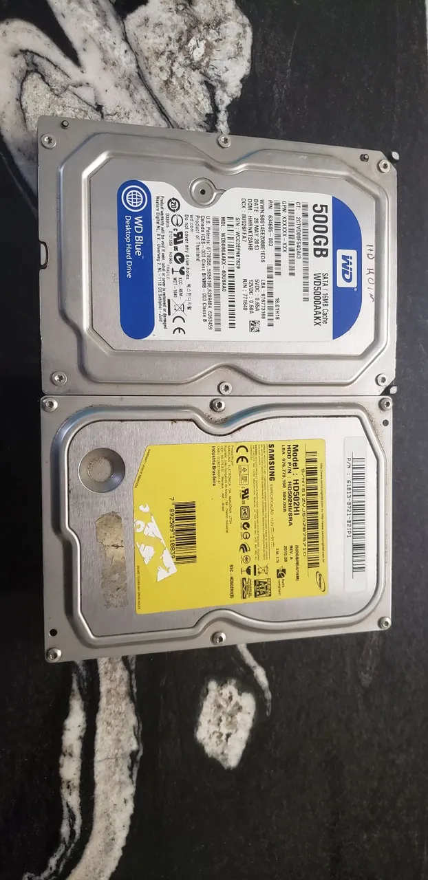 HDs WD Blue 500GB e Samsung 500GB