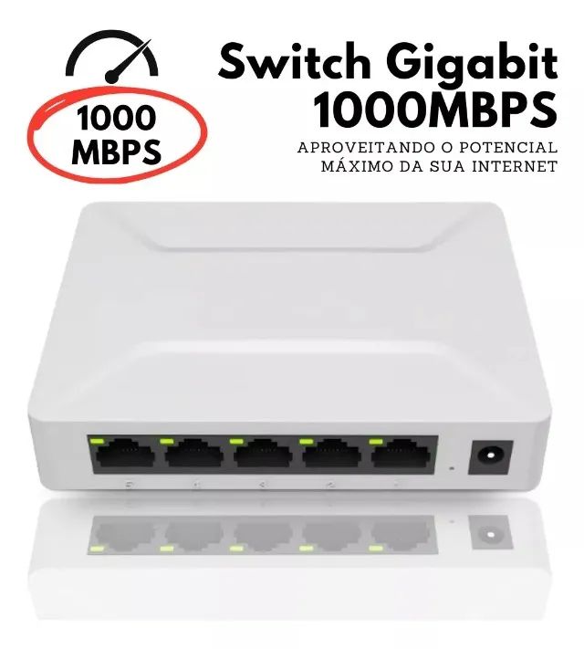 Switch 5 Portas Knup Gigabit De Rede Hub 1000mbps Rj45 Bivolt Lan - Foto 5