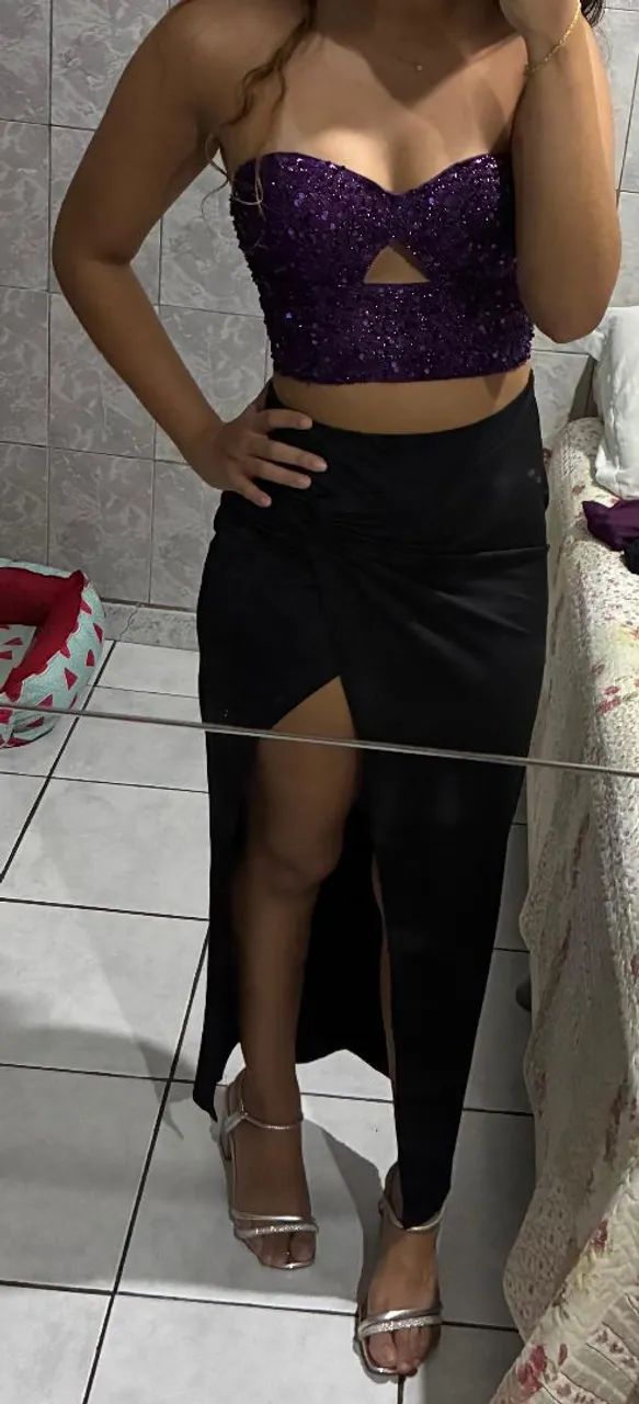 Cropped roxo de paetês - Foto 5