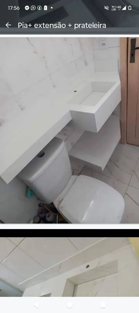 Pia com extensão e prateleira
