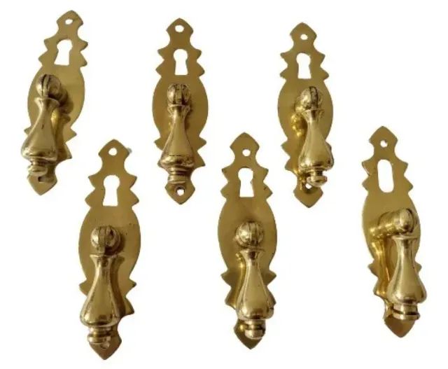 6 Puxadores Dourado Sobrepor Com Abertura Para Chave - Foto 5