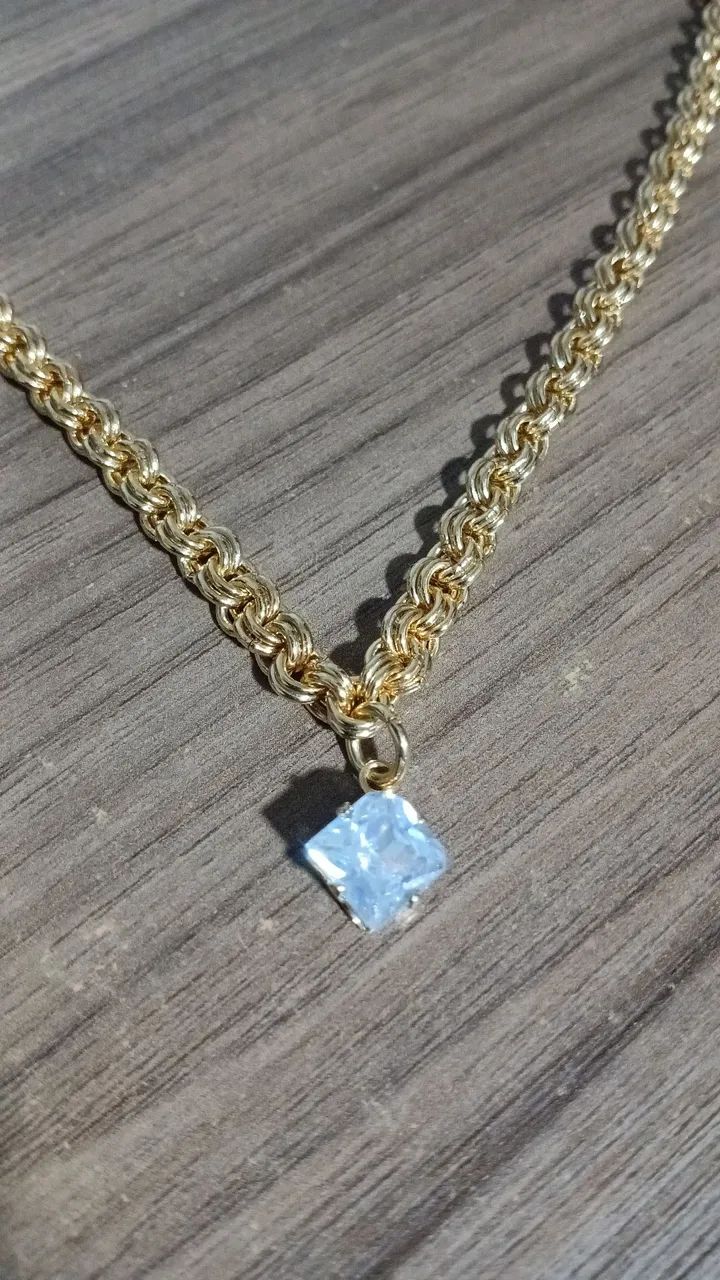 Colar folheado a ouro 18k com pedra de zircônia - Foto 2