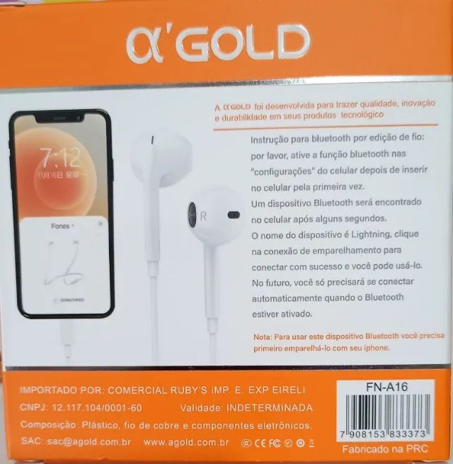 Fone iphone c/ cabo IOS  Premium  Agold. - Foto 2