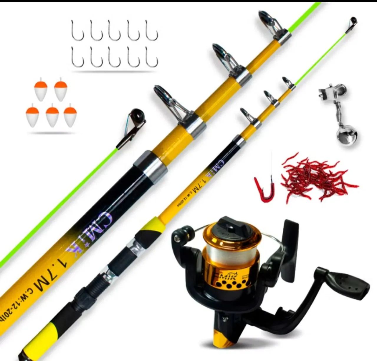 Kit Pesca Infantil - Vara Telescópica + Reel + Linha + Iscas - Foto 6