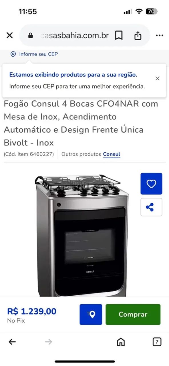 FOGÃO CONSUL 4 BOCAS COM MESA DE INOX ACENDIMENTO AUTOMÁTICO E DESIGN FRENTE ÚNICA - Foto 4
