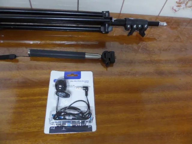 kit gravação microfone+ tripé 