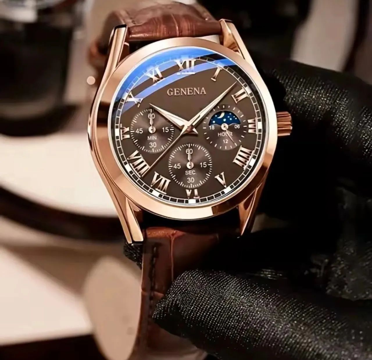 Relógio Masculino Geneva Quartz - Elegância e Sofisticação (Novo) - Foto 2