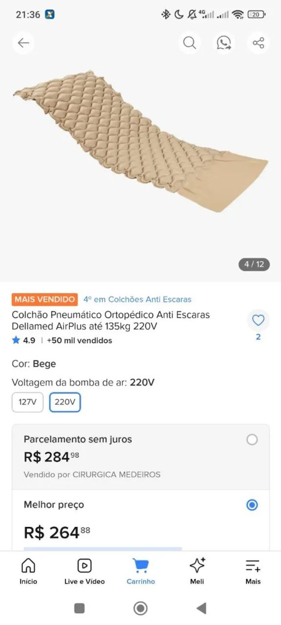 Vendo colchão inflável pneumático ortopédico novo   - Foto 4