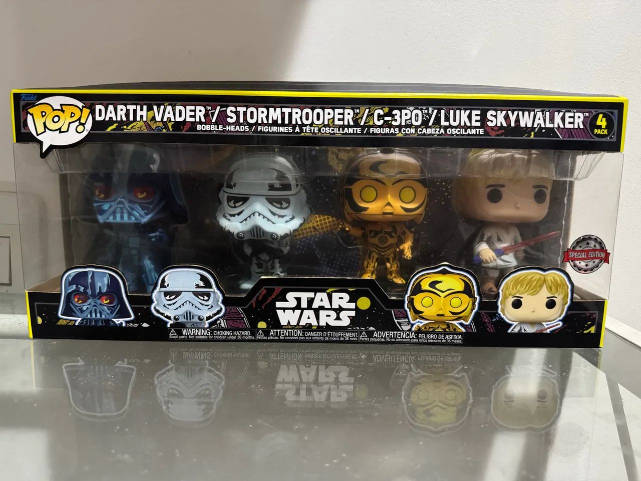 Funko Pop! Star Wars 4 Pack Darth Vader, Stoemtrooper, C 3Po e Luke Skywalker