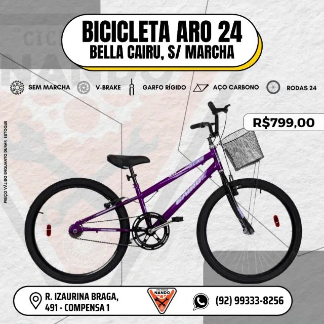 BICICLETA INFANTIL ARO 24 FEMININA