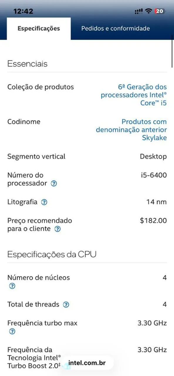 Processador Intel i5 6400  - Foto 2