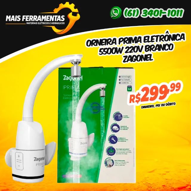 Torneira Prima Eletrônica 5500w 220v Branco Zagonel