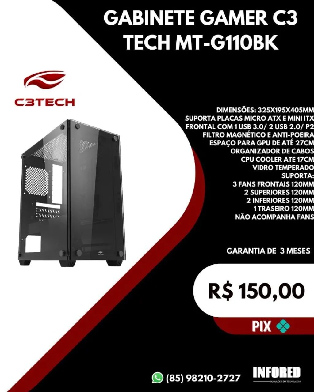 Gabinetes Gamer - Modelos Compactos e Mid Tower - Foto 4