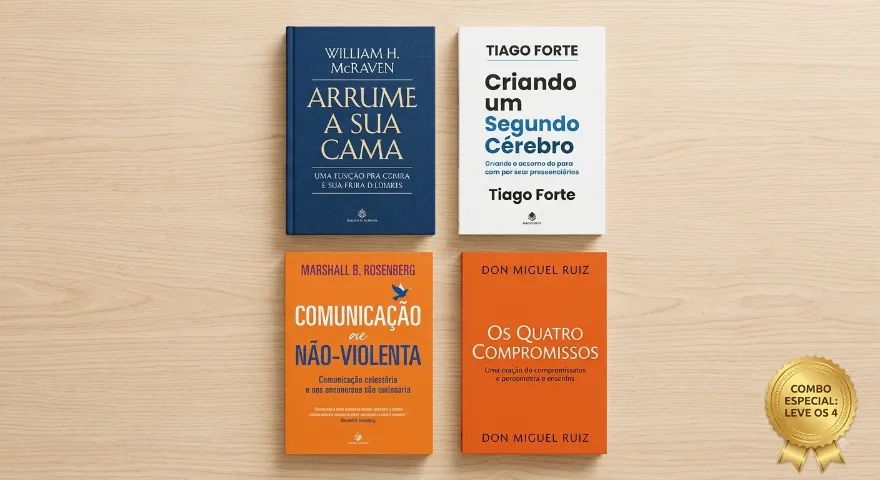 Kit Livros Desenvolvimento Pessoa: Arrume sua Cama, Segundo Cérebro, CNV e 4 Compromissos