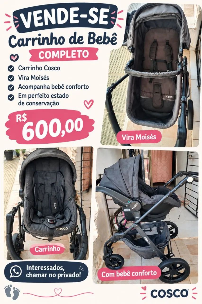 Carrinho Moisés e bebê conforto 