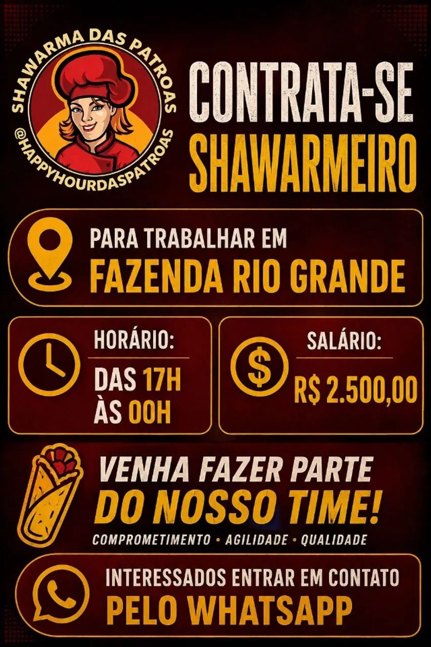 Vaga para Shawarmeiro 